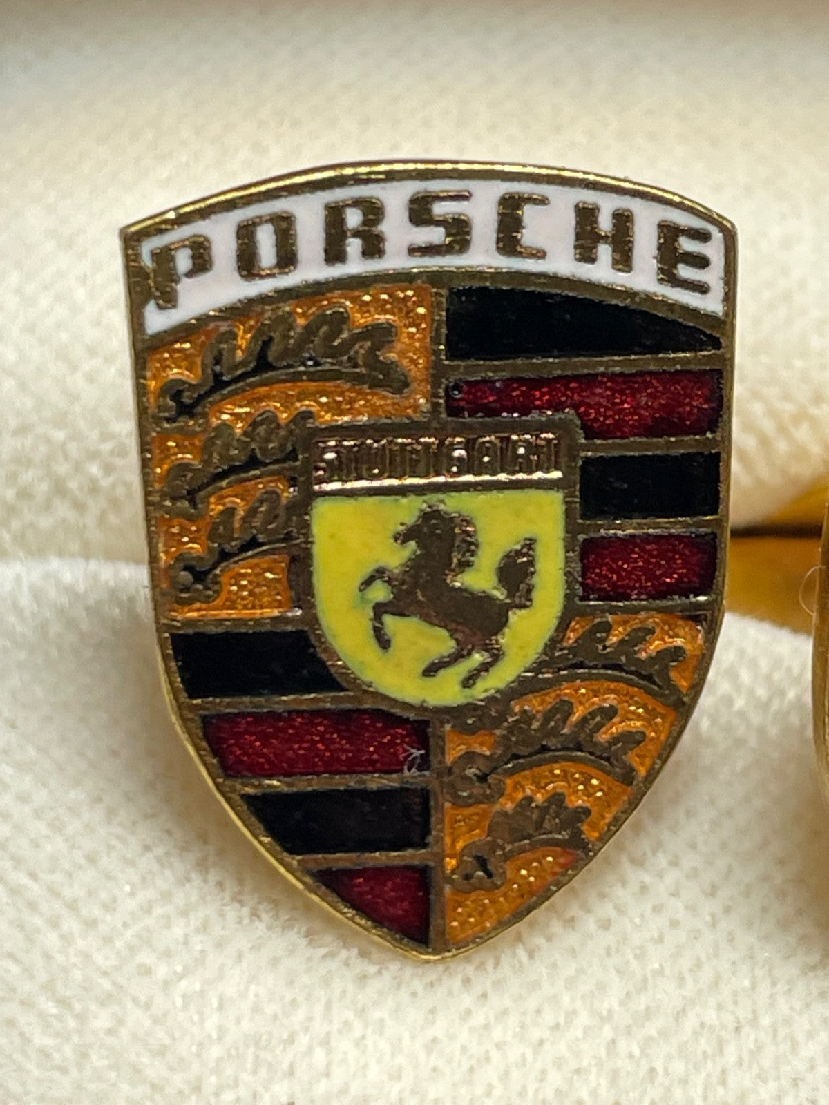 Vintage Porsche Manschettenknöpfe top gepflegt und vergoldet mit Emaille1