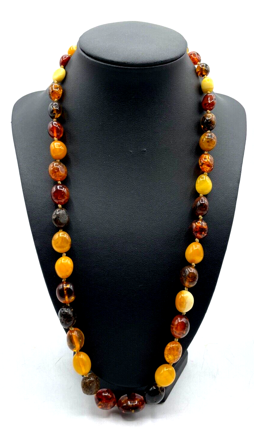 Vintage gemischter Bernstein Kette amber necklace 30 Gramm L 61 cm sehr apart0