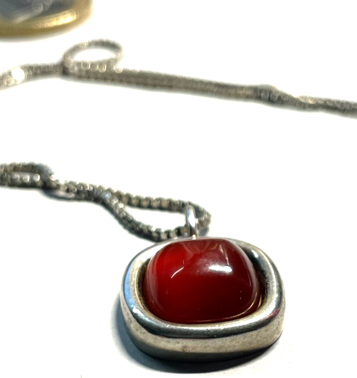 Vintage FS Franz Scheurle Karneol Cabochon Anhänger 925 Silber an Silberkette4
