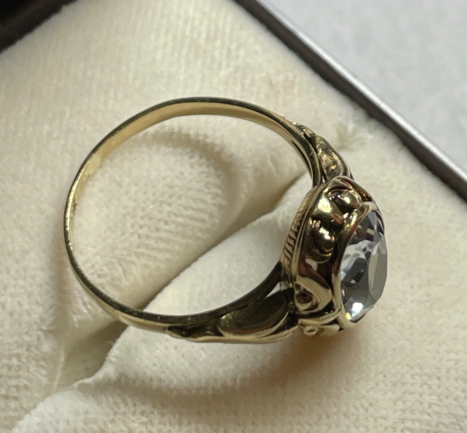 Antik 333 Gold 8 K Aquamarin Ring Ø 17,2 mm RG 54 Juwelier Qualität gepfl.2