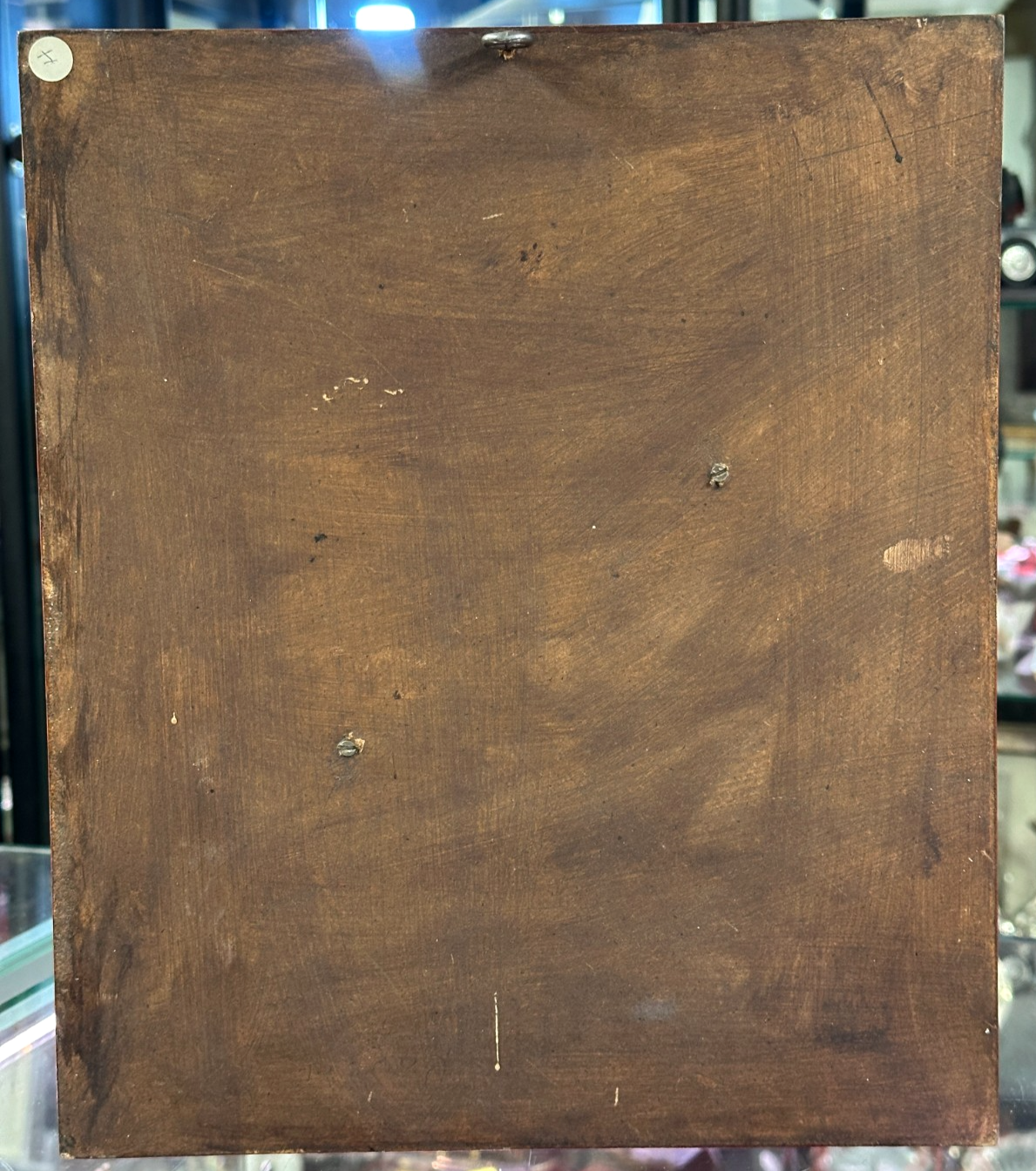 Alte Ikone „Gottesmutter mit Kind“ – Tempera auf Holz - unrestaurierter Zustand10