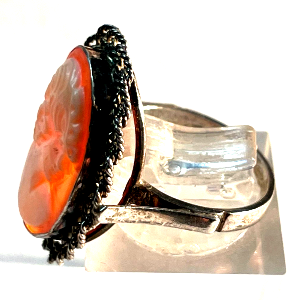 Vintage Gemme Handgeschnitten Cameo Ring 925 Silber RG 54 Ø 17 mm Handarbeit6