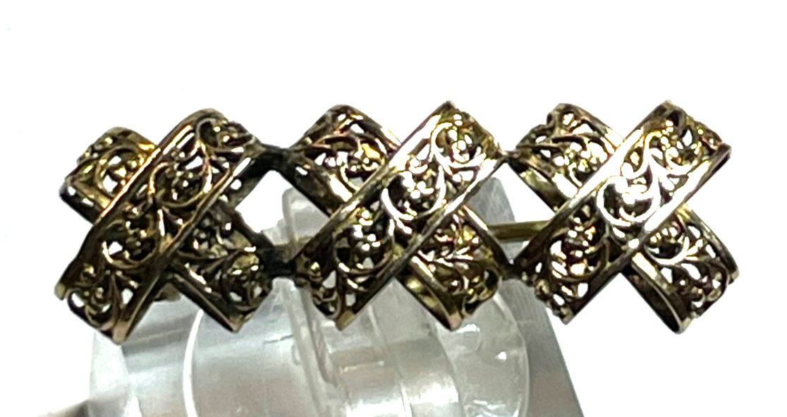Sehr attraktive alte 585 Gold Brosche floral Durchbruch beidseitig Juwelier4