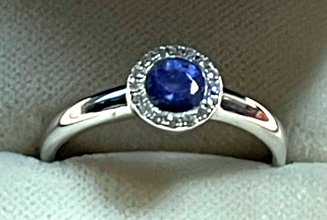 Solider massiver 750 Weißgold Ring Tansanit + Brillanten Ø 18 mm RG 57 Juwelier11