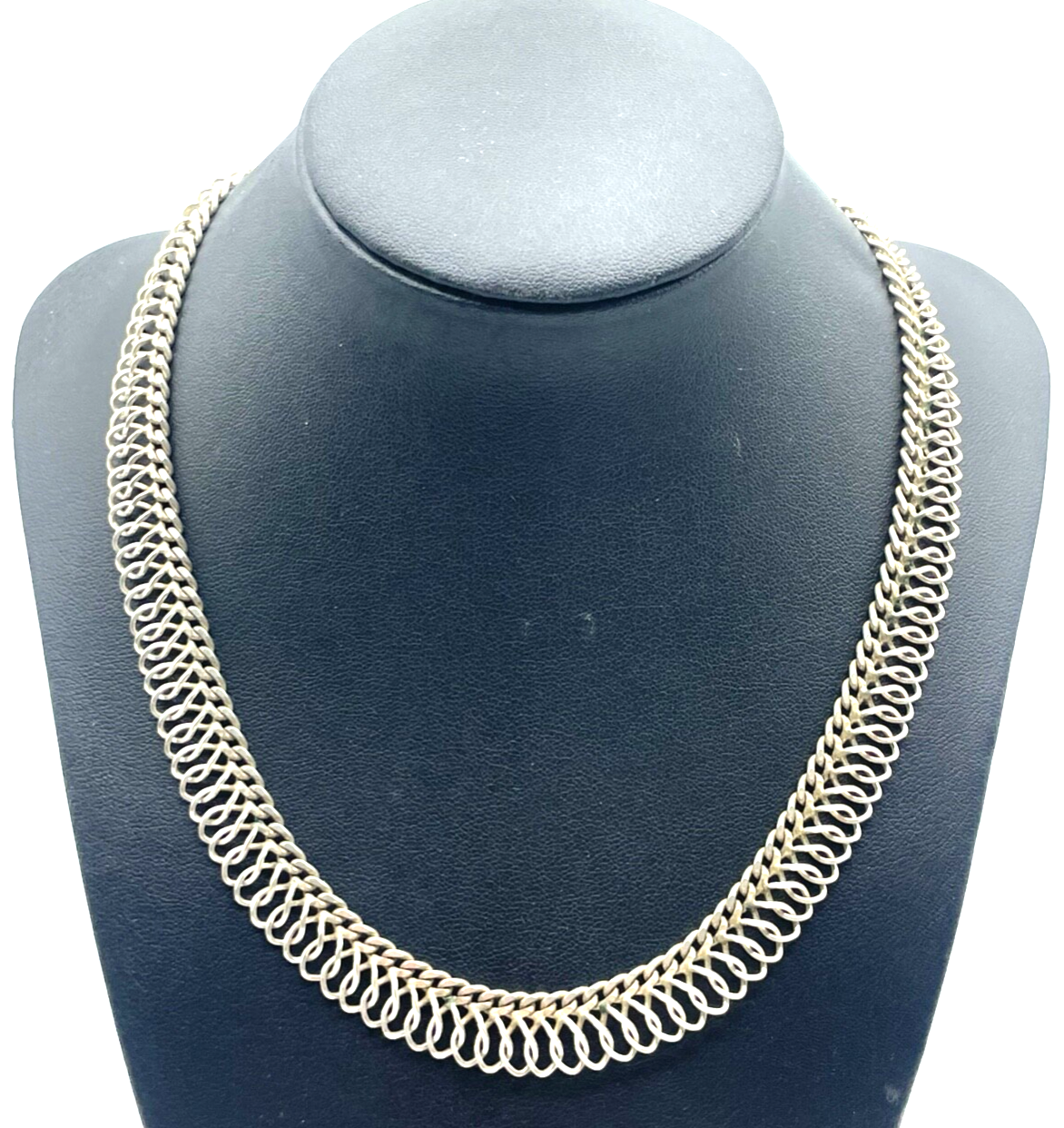 Vintage Design Silber Kette 835 FBM Collier 70er J Längenverstellbar bis 46 cm 21