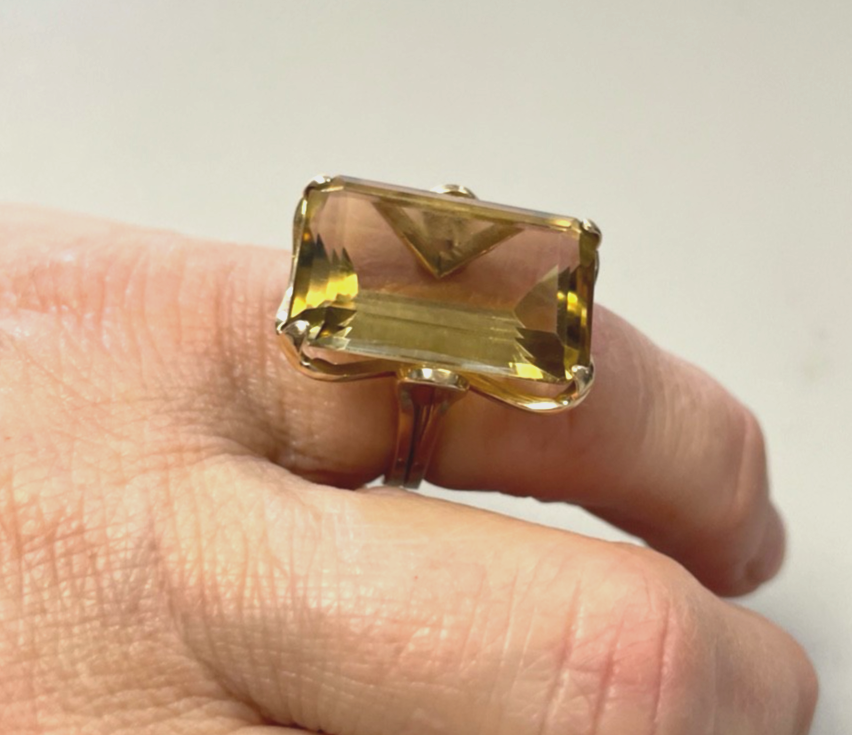 Massiver  Cluster 750 Gold Roségold Ring mit Citrin Cocktailring RG 50 Juwelier16