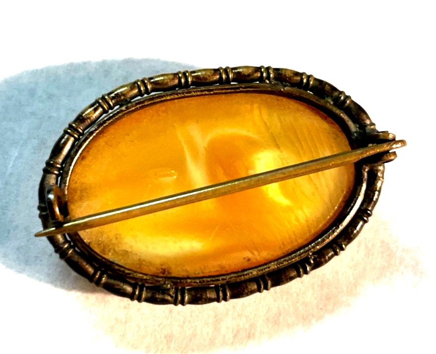 Antik Brosche  Anstecknadel Handarbeit oval 20er Jahre Modeschmuck L 32 B 20 mm3
