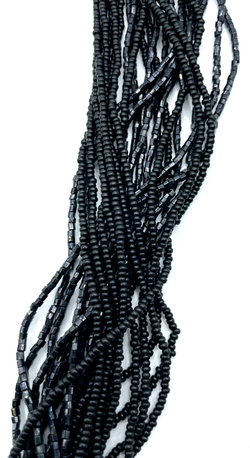 Attraktive 23 reihige schwarze Glas Perlen Kette 76 cm Ethno Stil Handarbeit4