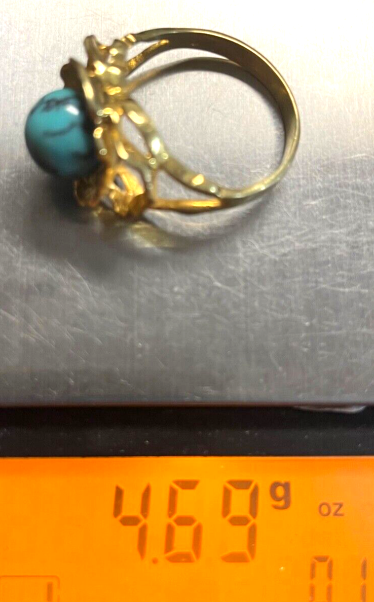 375 Gold 9 K Ring Türkis Perle sehr schöne Fassung Ø 19 mm RG 60 Juwelier solide9