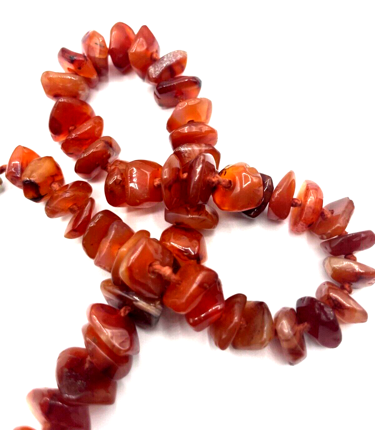 Vintage Karneol Edelstein Kette Nuggets im Verlauf einzeln geknotet L 81 cm8