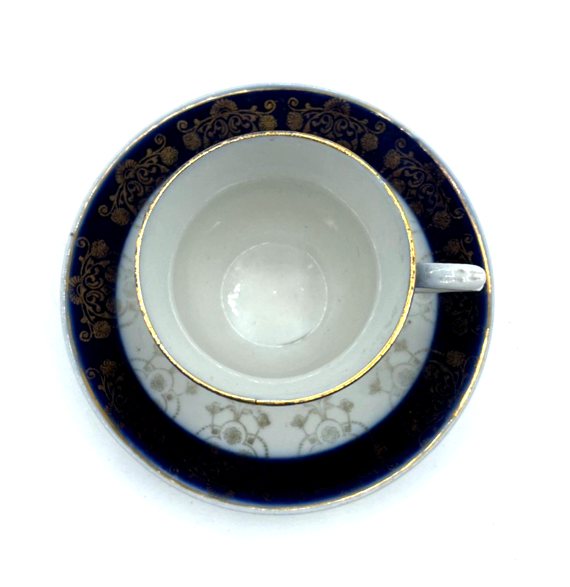 Antik Sammeltasse im Angelica Kauffmann Stil um 1910/20 mit Kobalt + Golddekor1