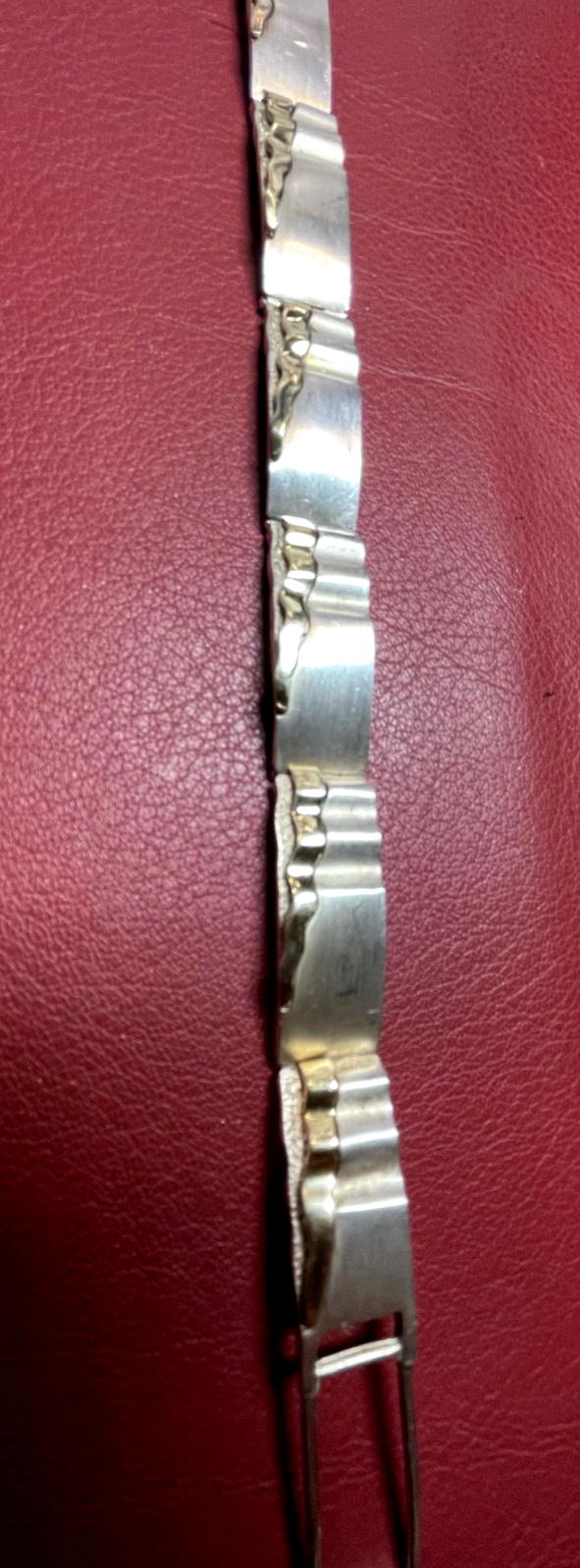 Solides 925 Silber Armband Unikat teilvergoldet L 21,5 cm B 13 mm Juwelier5