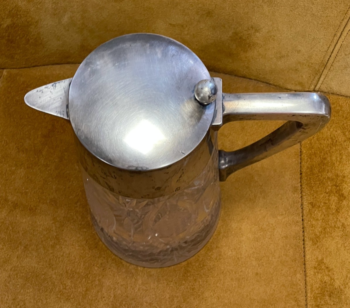 Mega groß antik Bleikristall Krug 800 Silbermontur H 34,5 cm Stuttgart 1910/207