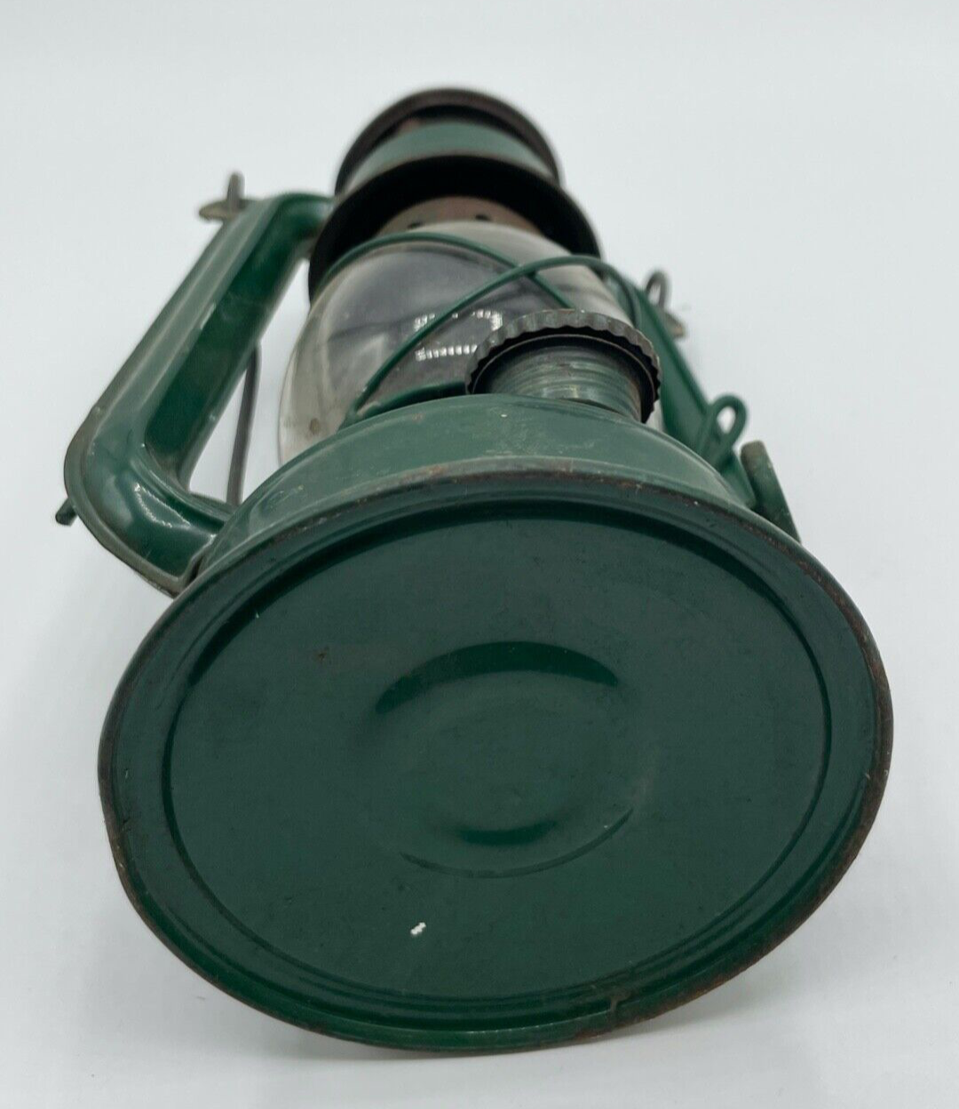 Antik kl.  grüne Petroleum Paraffin Lampe seltene Größe Guang Zhou China H 22,58