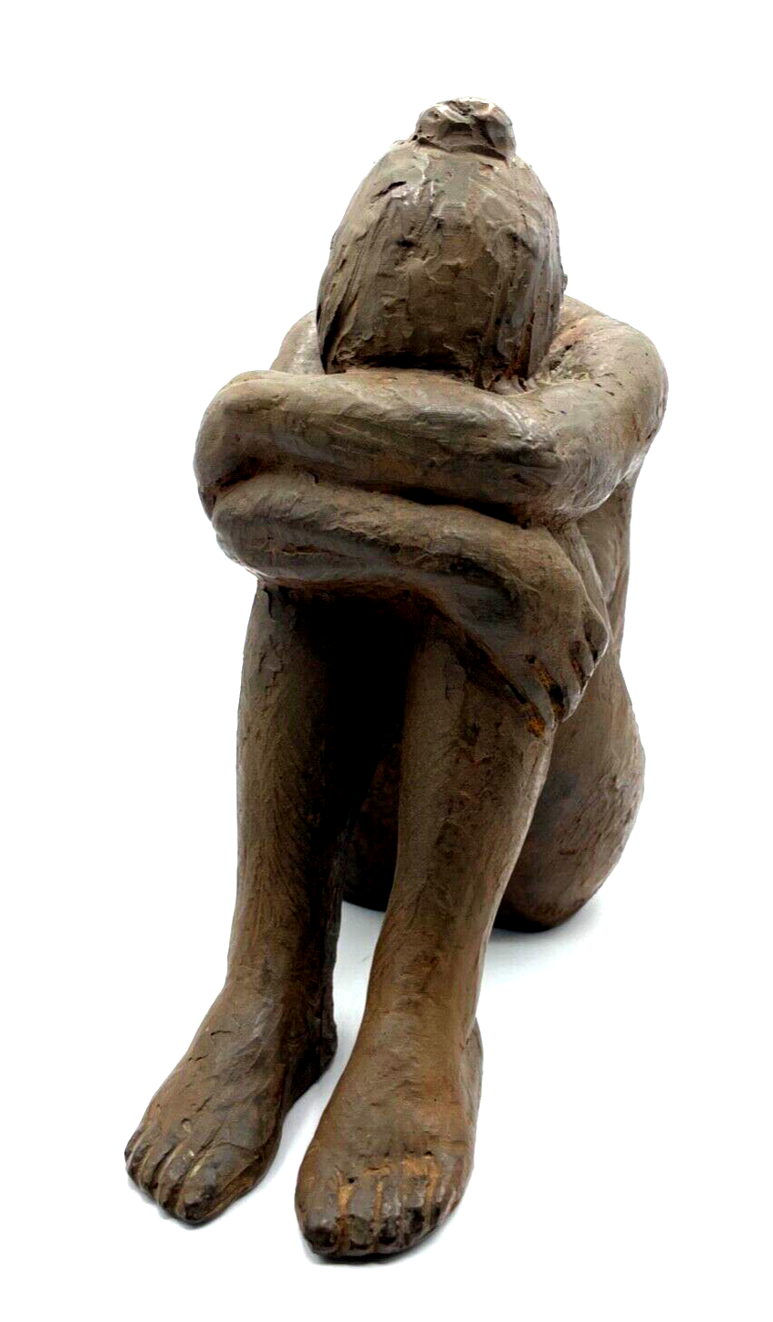 M. Duque femme nu Bronze Akt Figur einer in sich zusammengekauerten Frau 20062