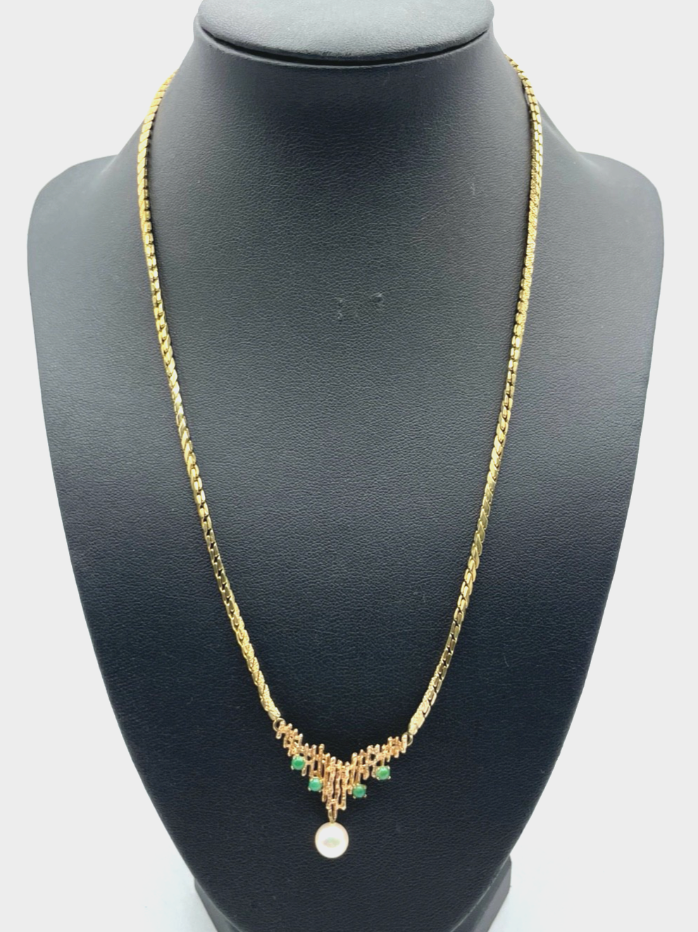 333 Gold 8 K solide Juwelier Halskette Collier 1 Akoya Perle 4 Türkis + Verlänge0