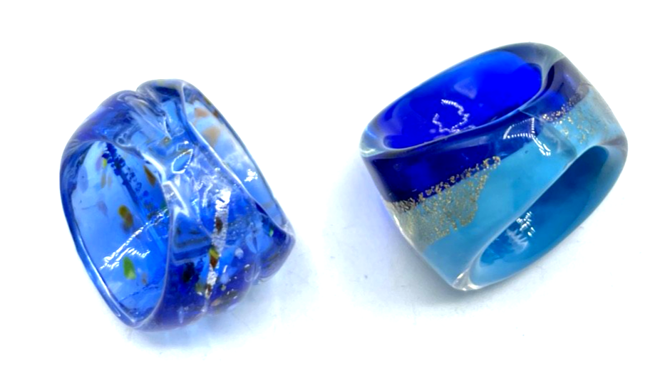 Vintage Handarbeit Murano Glas Schmuck 2 Ringe 2 Anhänger sehr gepflegt3