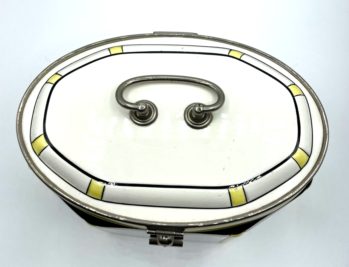 Art Deco Keramik Dose Deckeldose antik Keksdose Bonboniere sehr gepflegt3