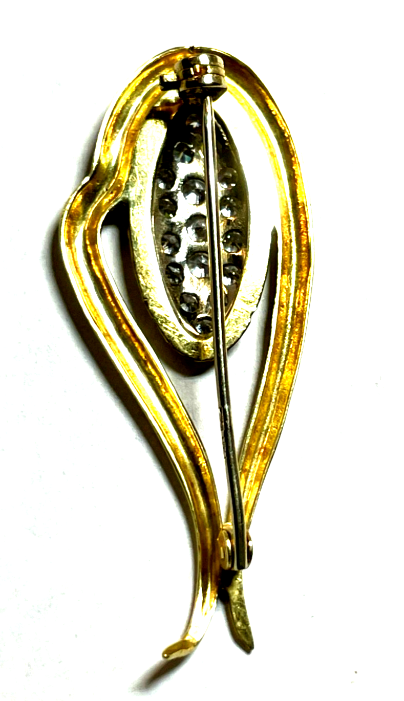 750 Gold 18 K Gold Brosche Anstecknadel Juwelier funkelnder weißer Topas Besatz3