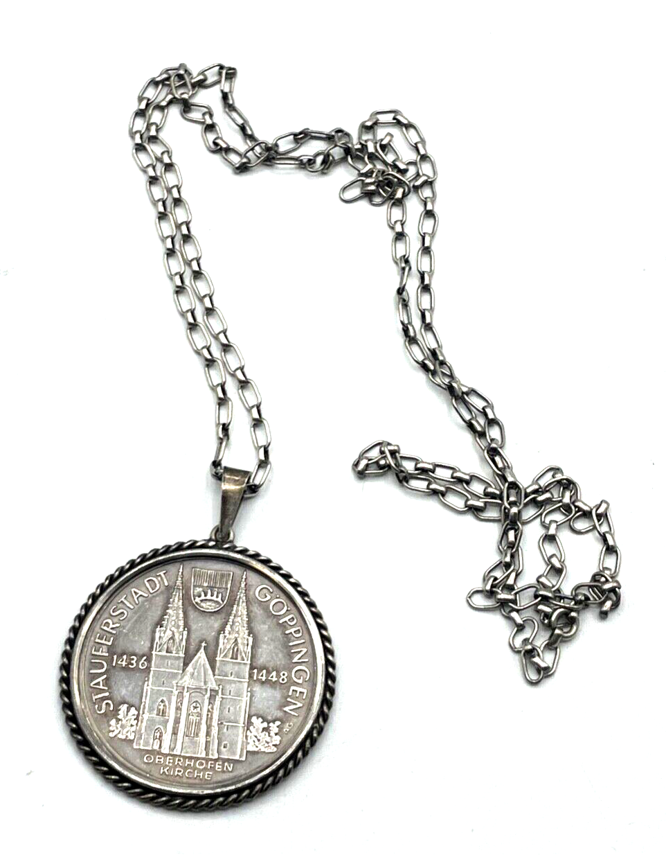 Münzanhänger Silber Göppingen Stauferstadt + 84 cm 835 Silber Gliederkette 43,516