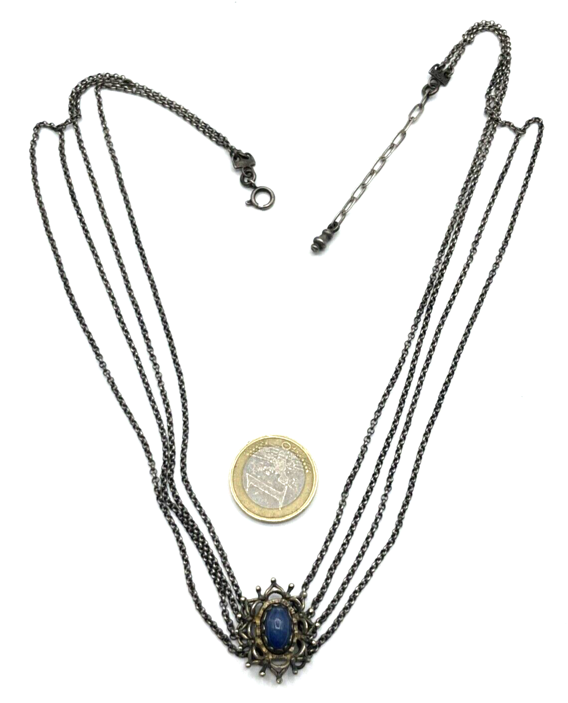 Antik schöne 835 Silber Halskette Kropfkette Erbskette 4 reihig Tracht Dirndl5