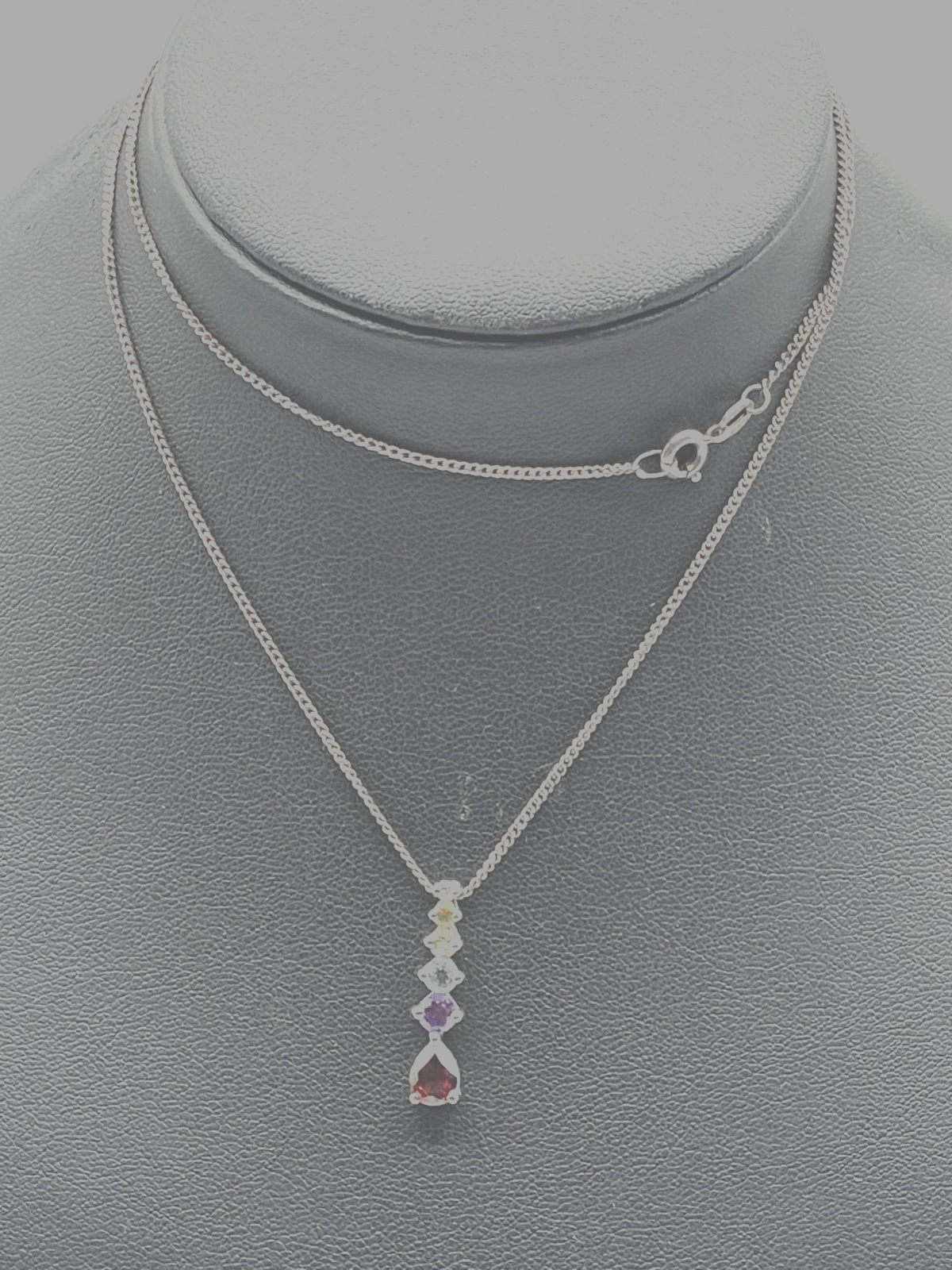 Moderner 925 Silber Anhänger mit 6 Farbsteinen an 53,5cm langer 835 Silberkette1