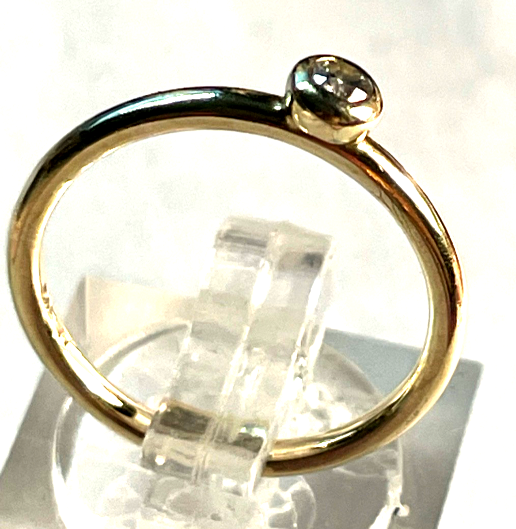 585 Gold 14 K Solitär Ring top Brilli 0,05 ct RG 53 Ø 17 mm Verlobung Juwelier7