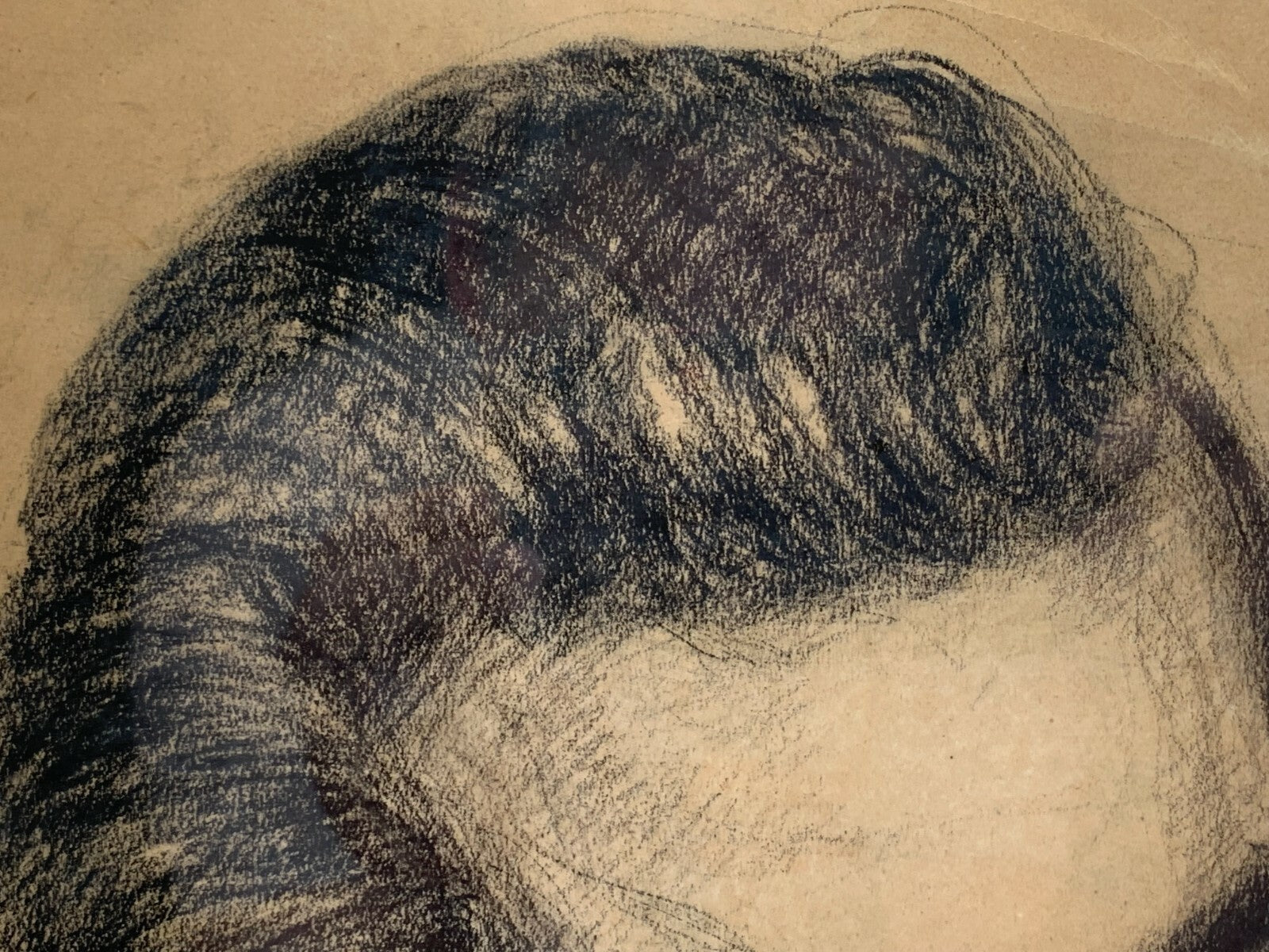 Soldaten Portrait Porträt - Monogramm 1947 - Kohle auf Papier - gerahmt Glas4