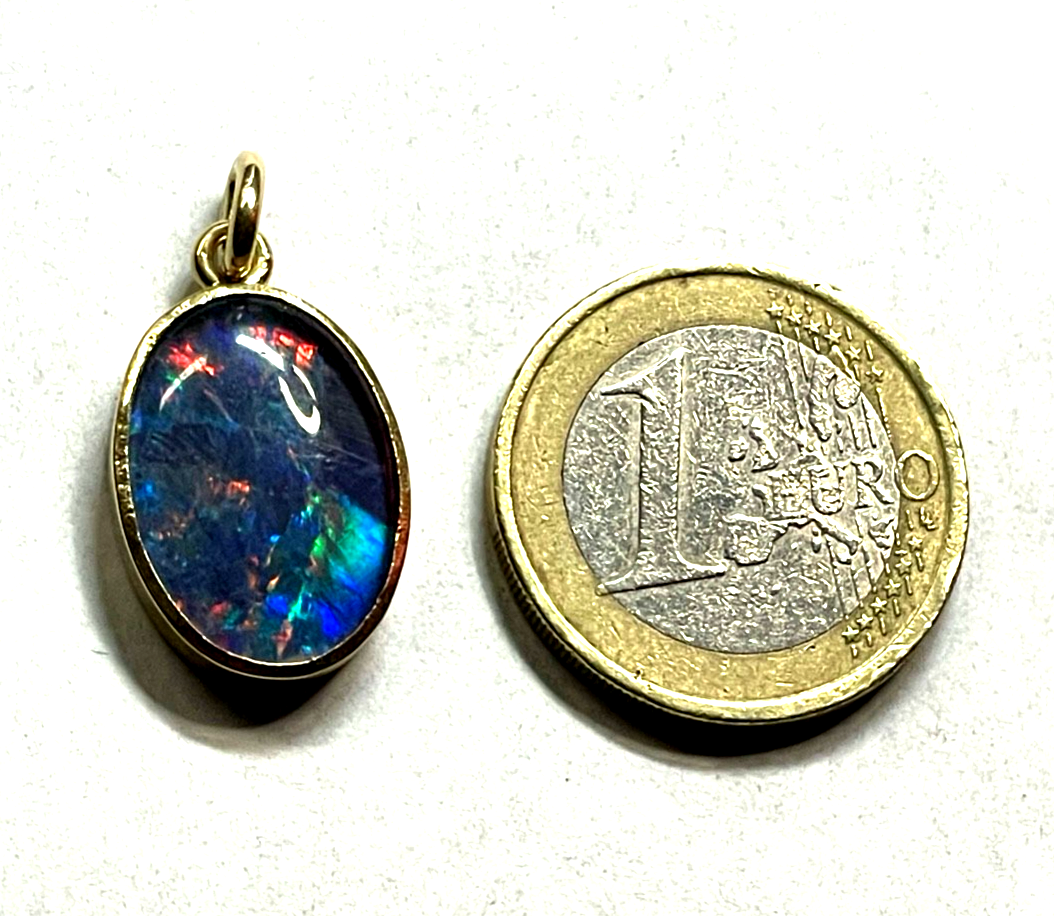 585 Gold 14 K Opal Anhänger Dublette L 27 B 14 mm solide Juwelier Qualität gepfl3