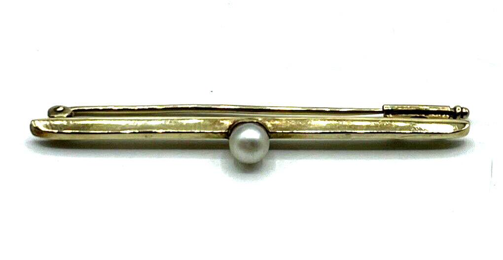 333 Gold 8K Gelbgold klassische Stabbrosche Anstecknadel mit echter Perle4