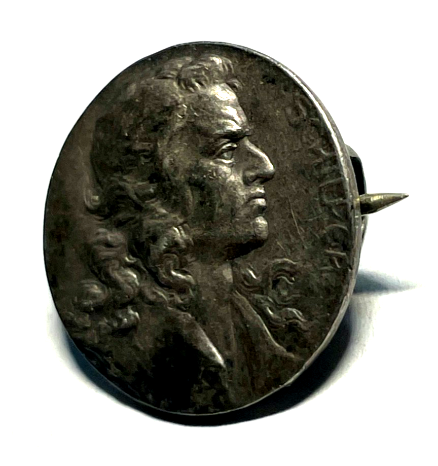 Antik kl. Friedrich von Schiller Brosche nach Karl Bauer 800 Silber um 19002