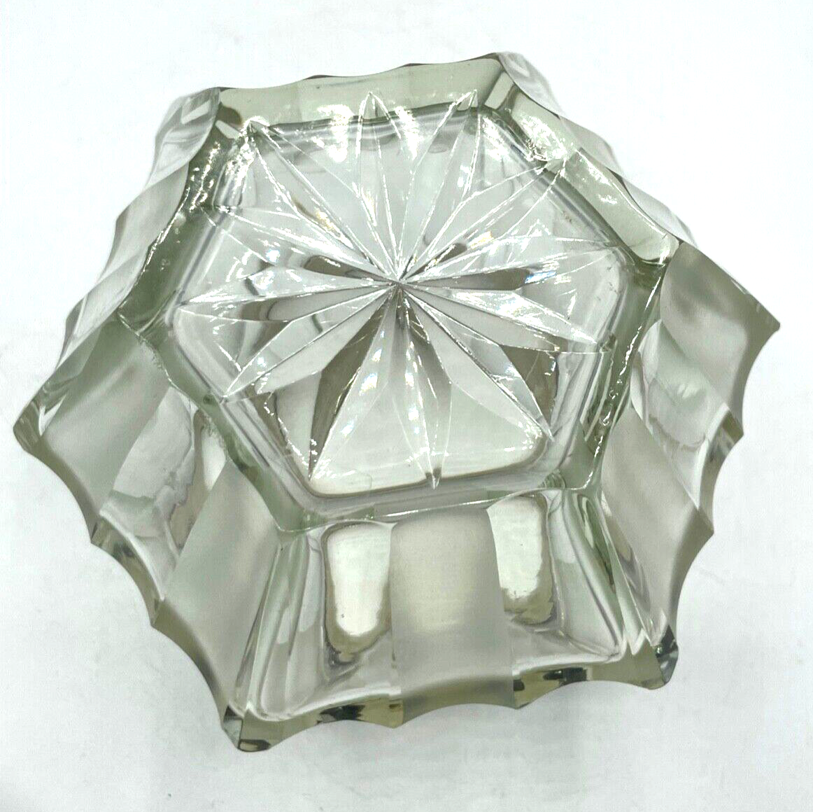 Antik 835 Silber Rand formschöne Glas Deckeldose Halbmond Krone Löwe Punzen topp7
