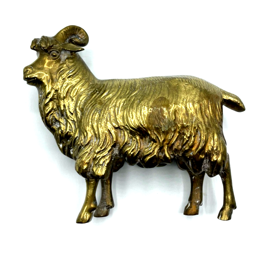 Gr. vintage Messing Bronze Tier Figur Ziege sehr dekorativ 2KG Ziegenbock H 19cm6