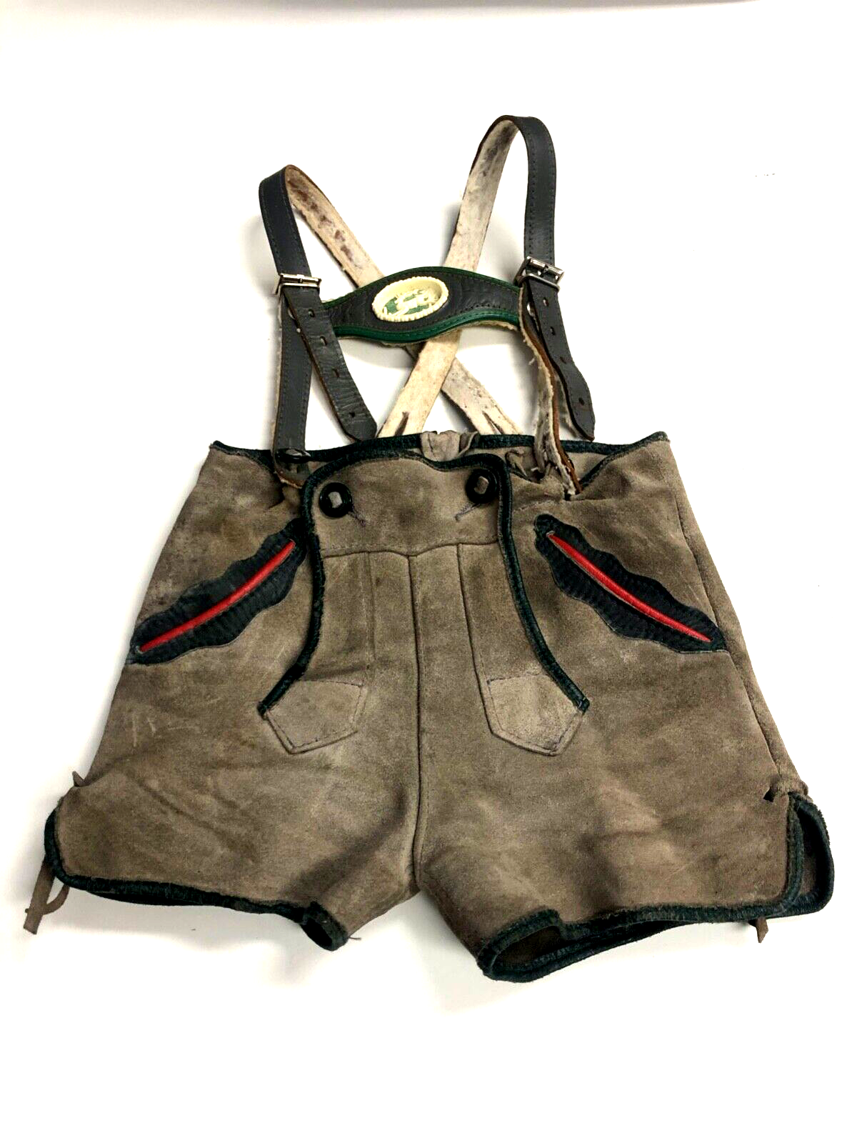 Vintage Knaben Lederhose gebraucht rustikal auch hübsche Deko Handarbeit s. Text2