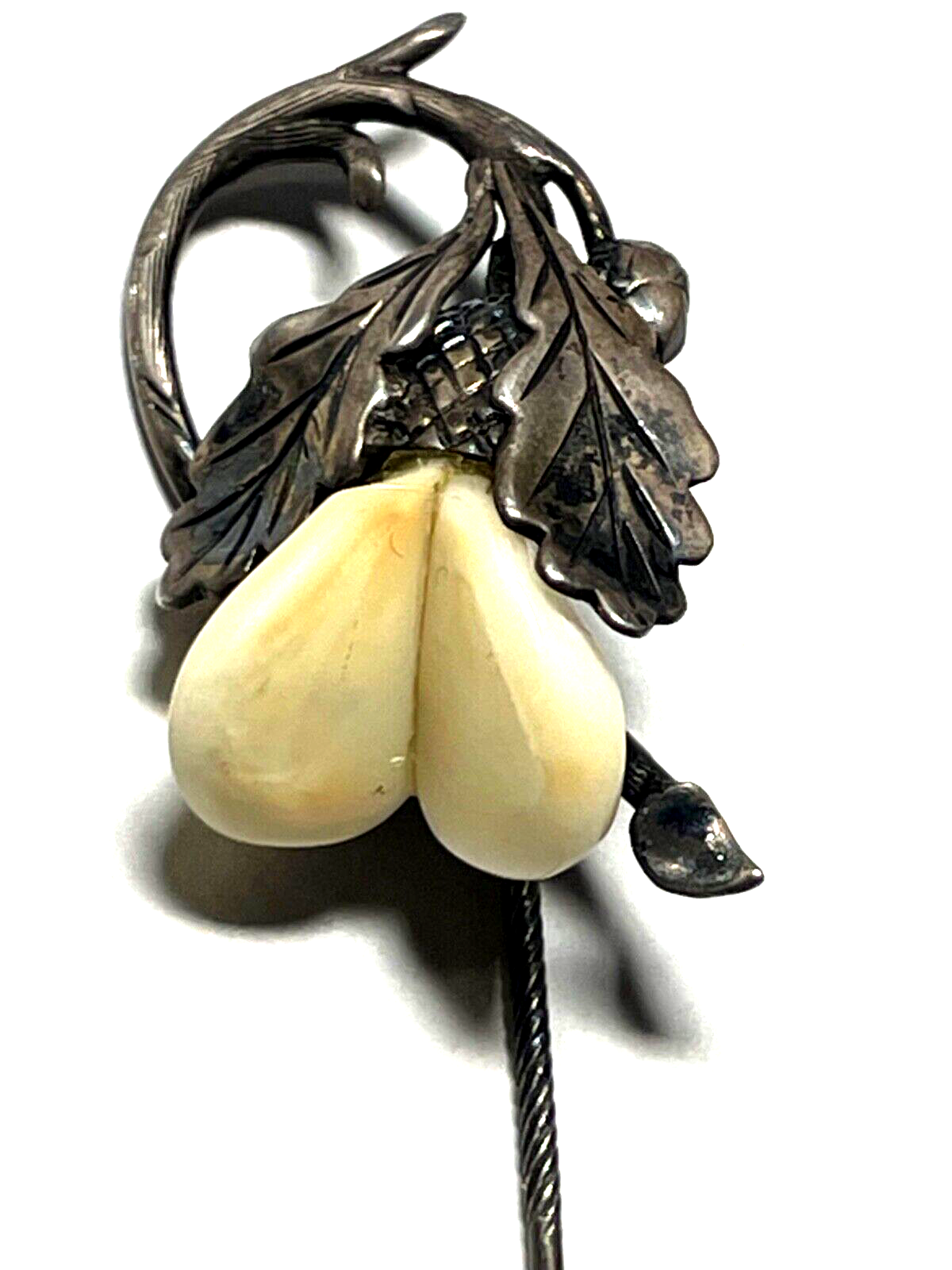 Antik Grandel Nadel Hutnadel Anstecknadel Krawattennadel Eichenlaub 835 Silber1