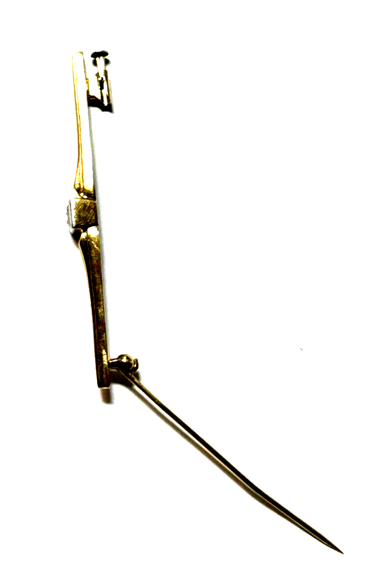 Klassische 585 Gold 14 K Brosche Stabbrosche mit Brillant in WG 0,05 ct gepflegt4