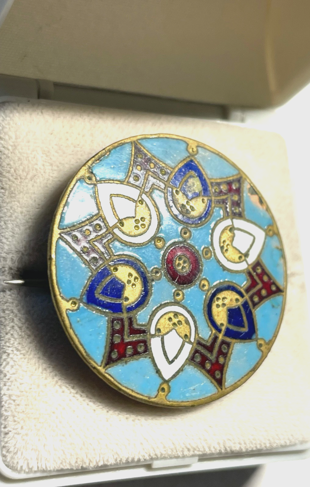 Antik feine Emaille Handarbeit Brosche vor 1900 Frankreich ? Ø 33 mm Historismus2