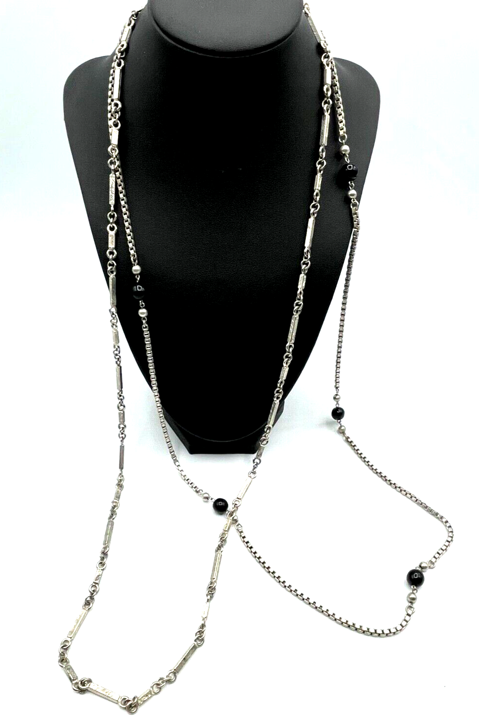 2x klassische Eleganz real vintage Blusenkette Pulloverkette versilbert wie neu2