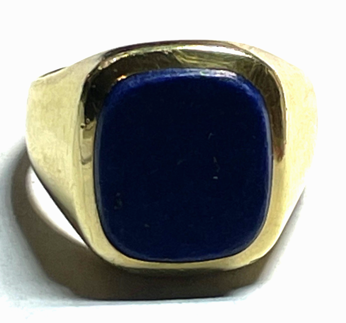 585 Gold 14 K Herrenring Ring Siegelring Lapislazuli Tafel Ø 20 mm RG 63 klassik13