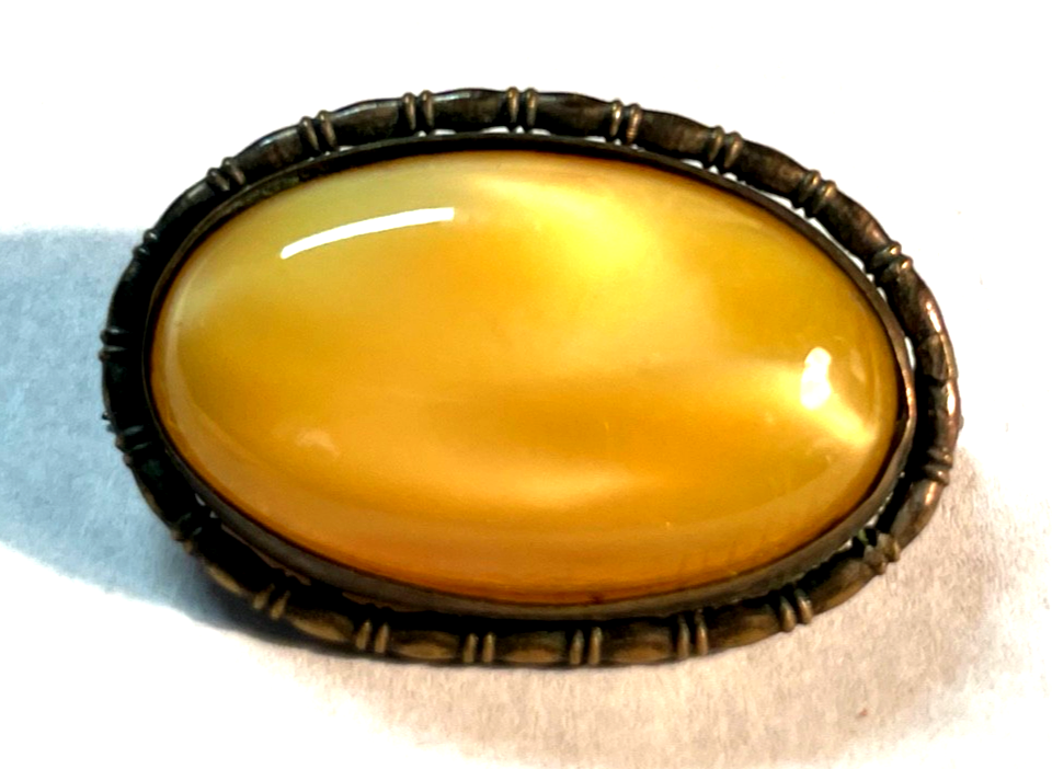Antik Brosche  Anstecknadel Handarbeit oval 20er Jahre Modeschmuck L 32 B 20 mm0