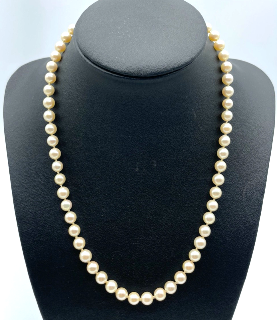 585 Gold 14 K JKa Goldschliesse bicolor an 43 cm Akoya Perlenkette Perlencollier0