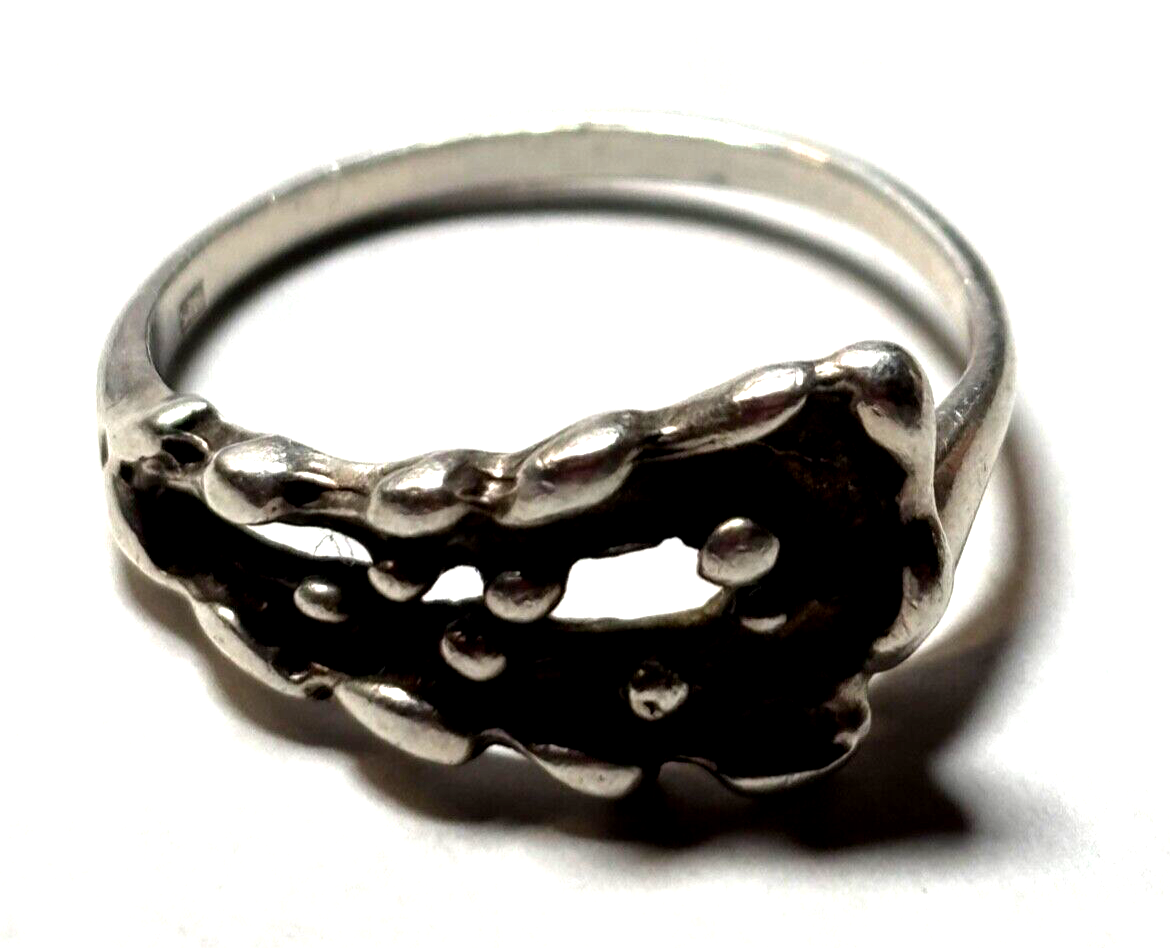 Vintage solider 925 Silber Ring Ø 17 mm RG 53 Handarbeit gepflegt5
