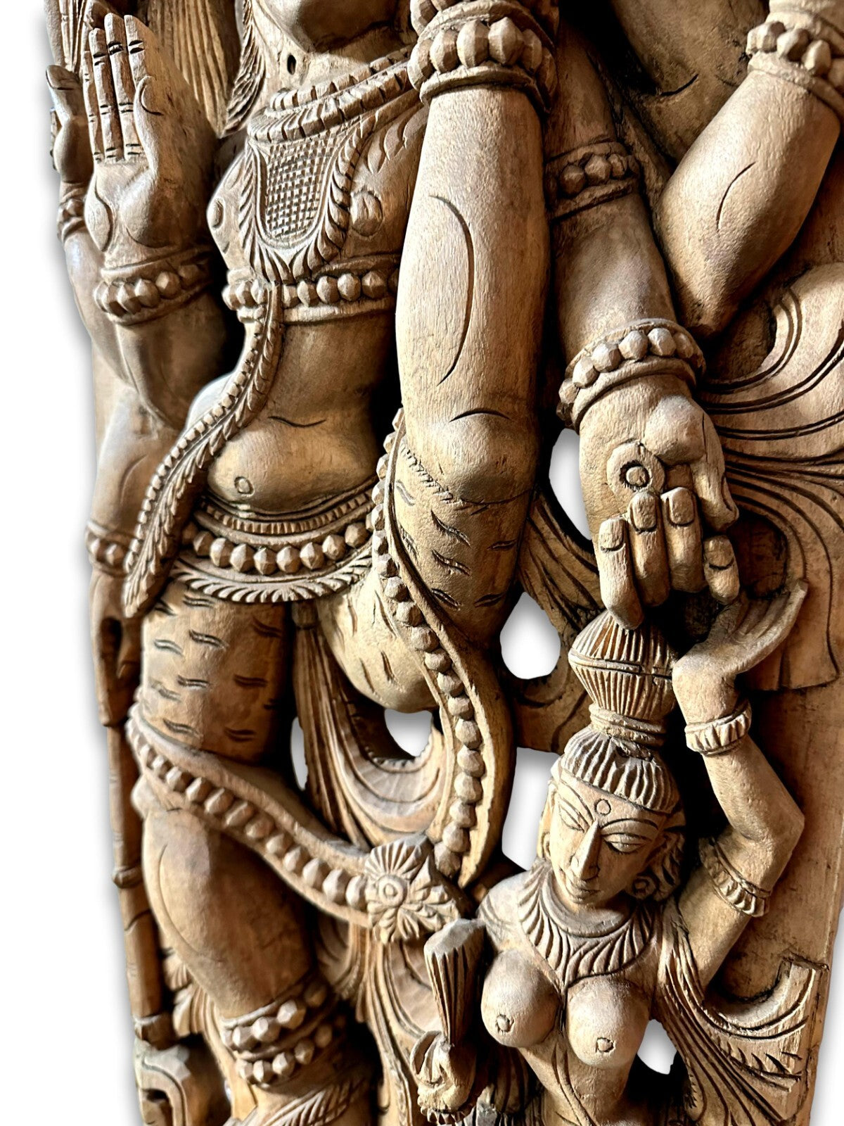 Großes geschnitztes Wandrelief - Indien - Gott Shiva Krishna - 20. Jhd. Holz9