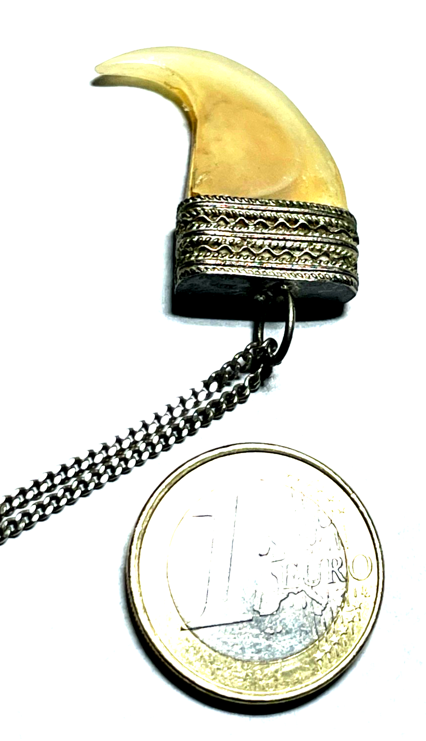 Vintage Raubvogel Kralle Tierkralle Talisman an 835 Silber Panzerkette unisex3