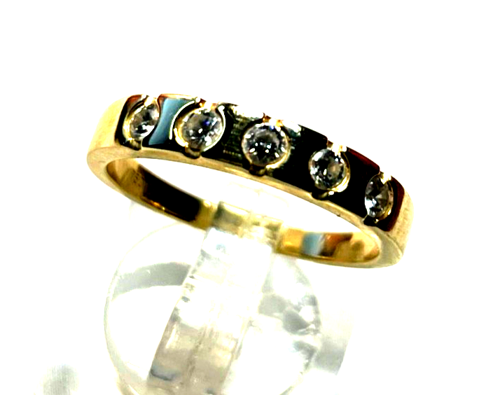 Solider massiver 750 Gold 18 K Ring 5 Brillanten 0,5ct. Ø 17,8 mm RG 56 Juwelier3