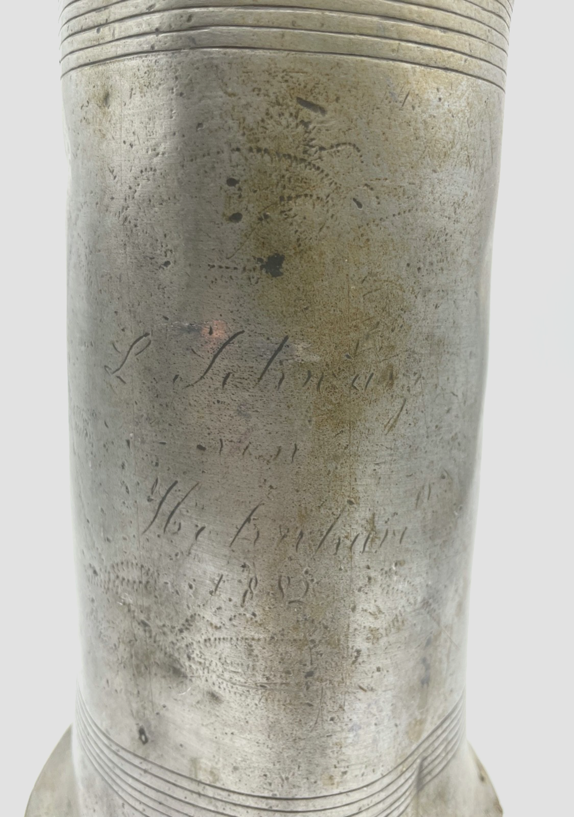 Antik Zinn Kanne mit Schraubdeckel Original von 1882 H ca. 30 cm Handarbeit9