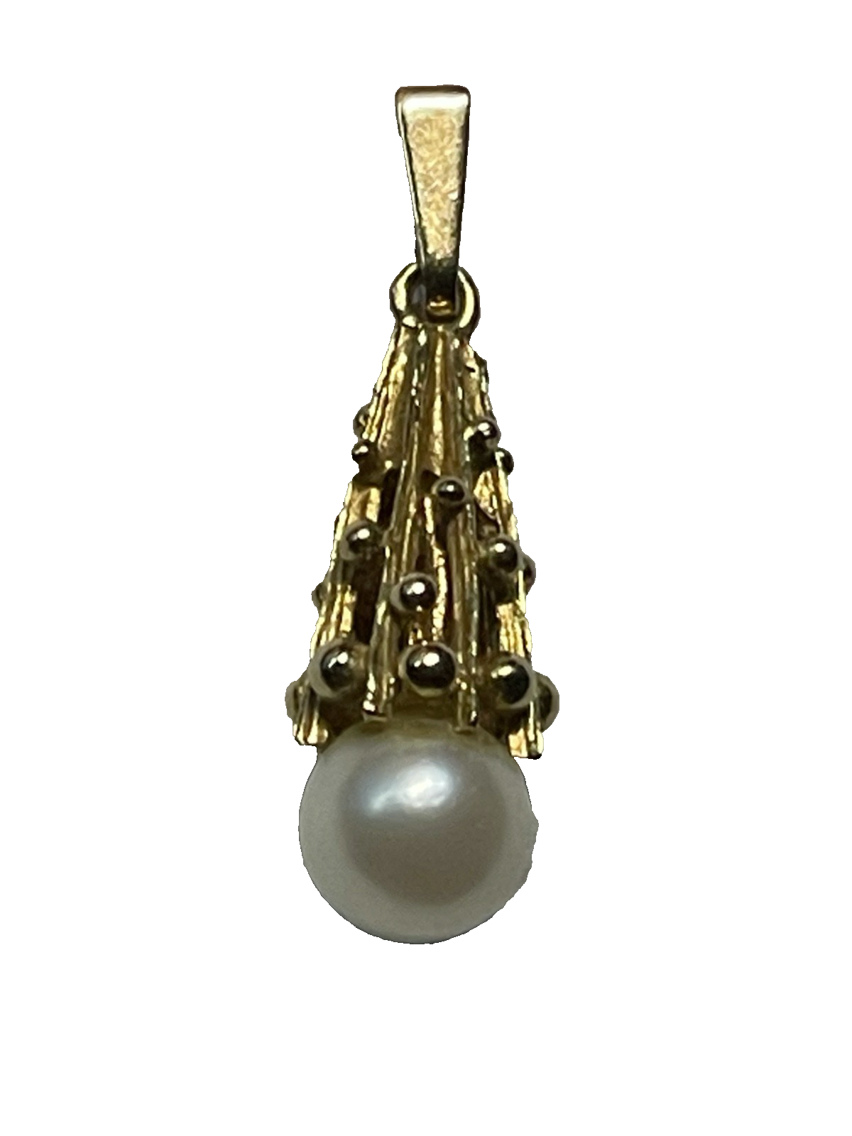 333 Gold 8 K Gelbgold Modernist Anhänger mit Akoya Perle Ø 7 mm L 27 Juwelier2