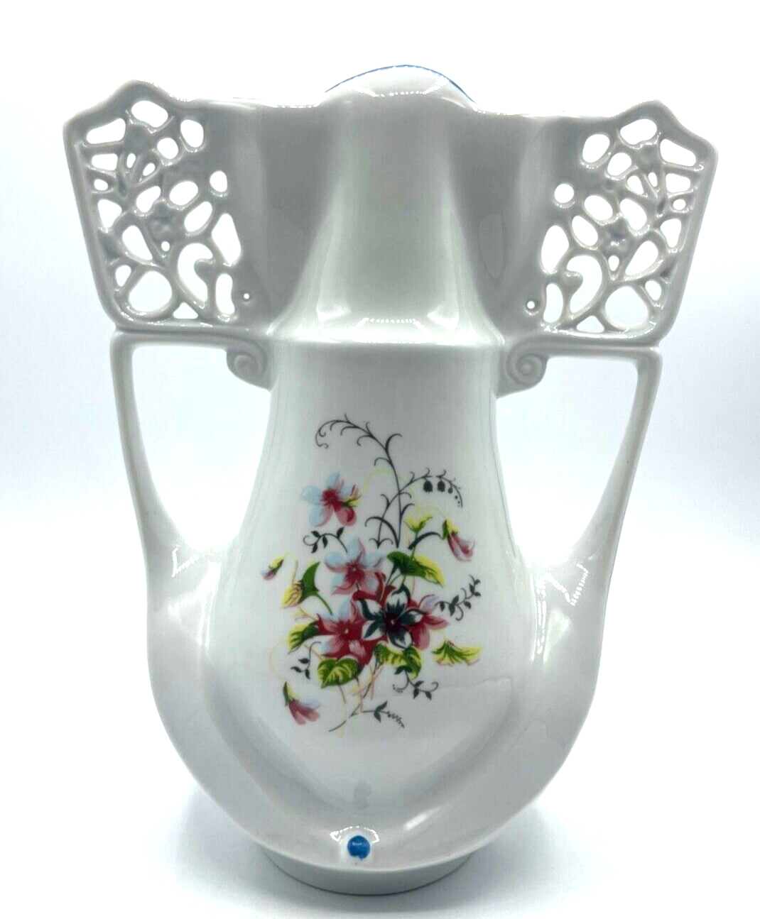 Sehr attraktive Porzellan Vase Ziervase vintage H 25,5 B 20 cm Durchbruch Dekor1
