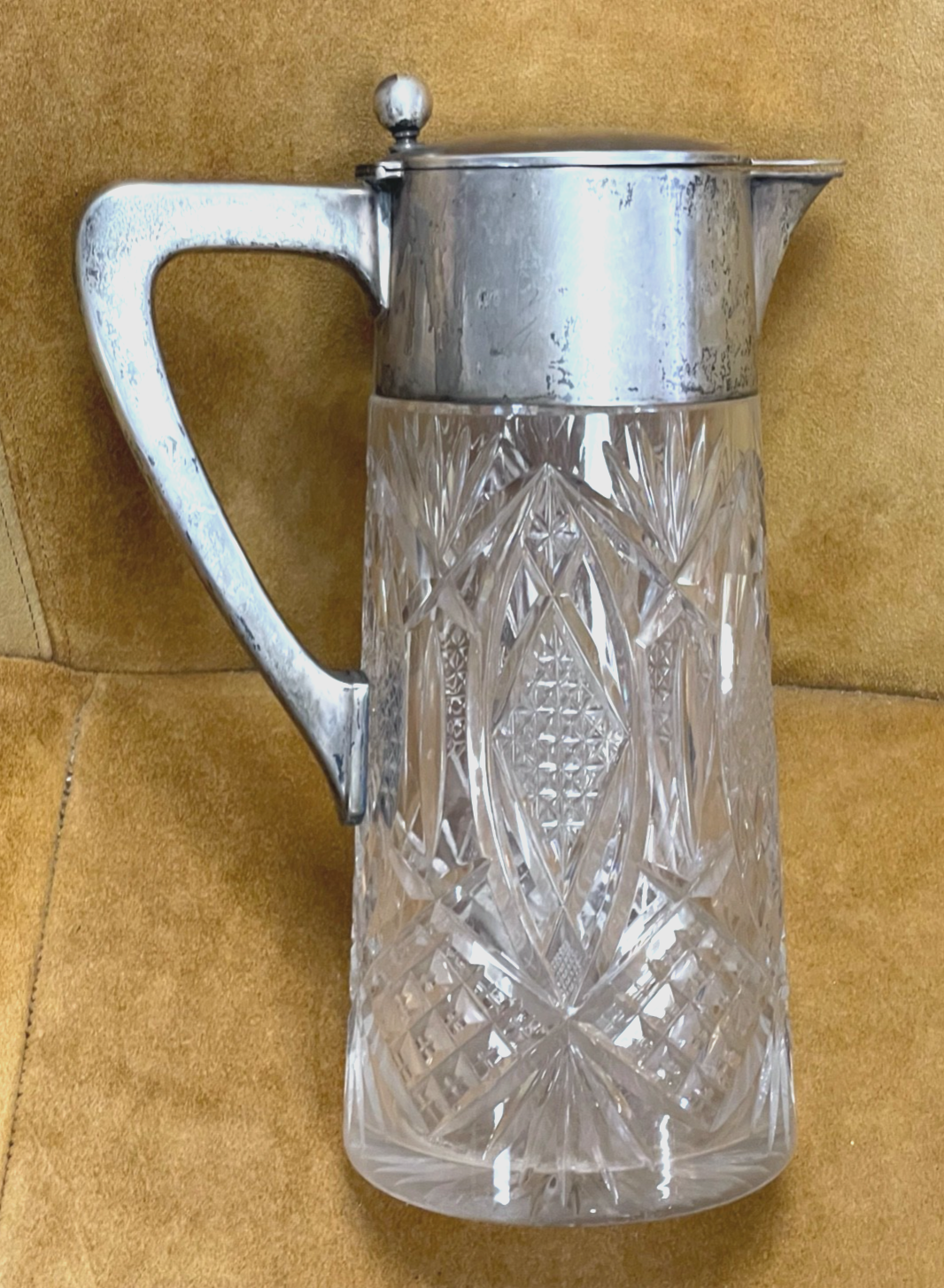 Mega groß antik Bleikristall Krug 800 Silbermontur H 34,5 cm Stuttgart 1910/200