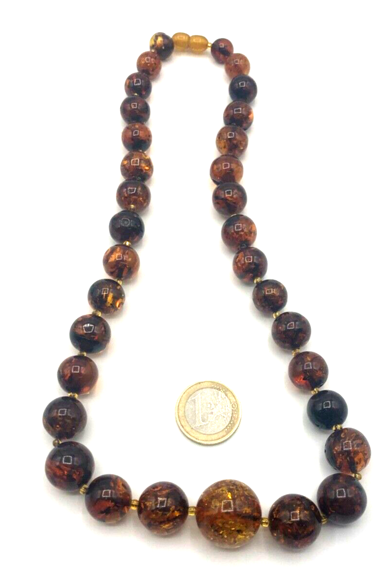 Vintage stattliche Bernstein Kette Inklusen amber necklace 49,61 Gramm L 58cm0